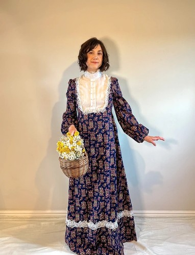 Maxi abito folk floreale anni