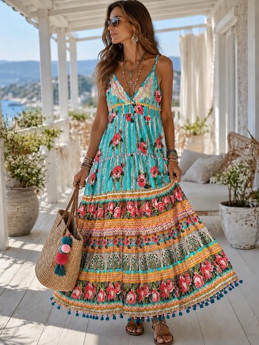 Maxi abito boho donna nuovo